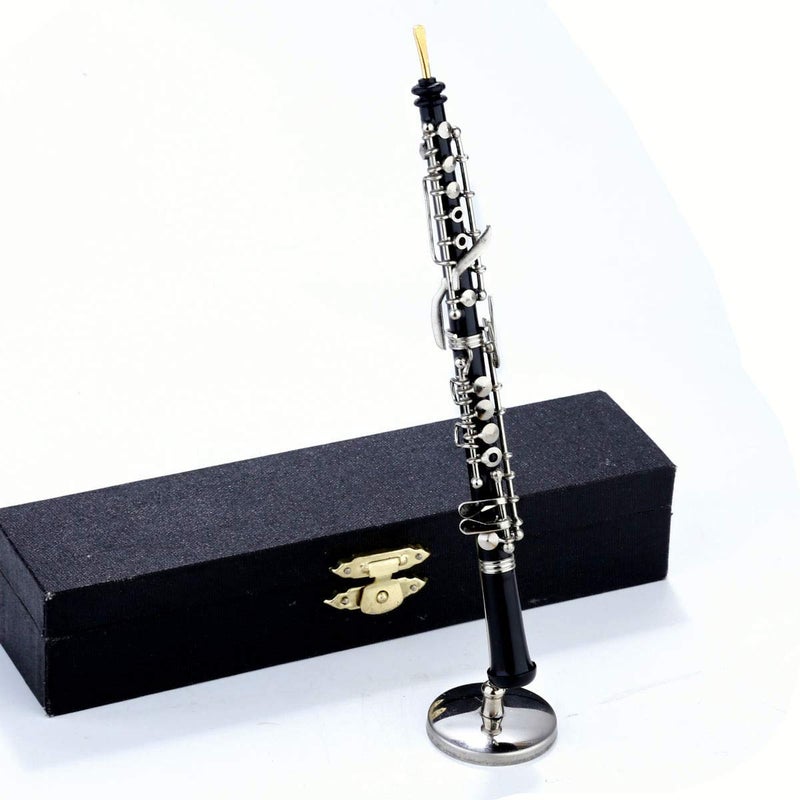 Dselvgvu Miniature Oboe with Stand and Case Mini Musical Instrument Replica Collectible Figurines Dollhouse Accessories Model Home Decorations Display Ornaments 631 Oboe - Image 3