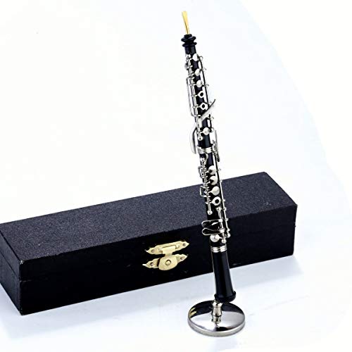 Dselvgvu Miniature Oboe with Stand and Case Mini Musical Instrument Replica Collectible Figurines Dollhouse Accessories Model Home Decorations Display Ornaments 631 Oboe - Image 1
