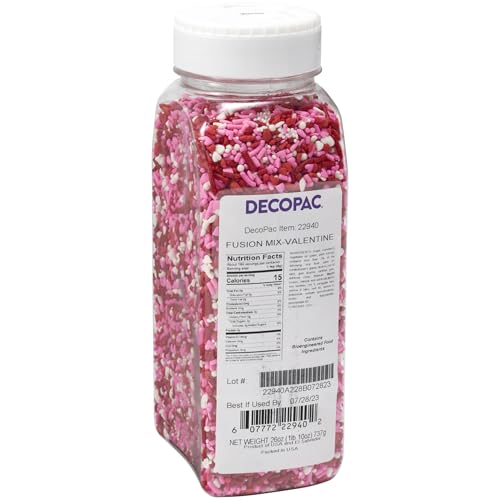 DecoPac Valentine Fusion Mix Sprinkles 27oz Pink Red White Candy Sprinkles in Handheld Container Edible Decorations For Celebration Cakes Cupcakes Cookies and Donuts - Image 1