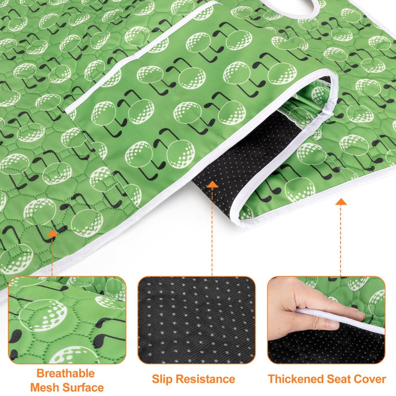 PGmoon Golf Cart Seat Covers, Universal Golf Cart Seat Towel Blanket with 4 Front Pockets & Nonskid Bottom Fits for EZGO, Yamaha, Club Car and More 2 Person Seats Golf Carts - Image 4