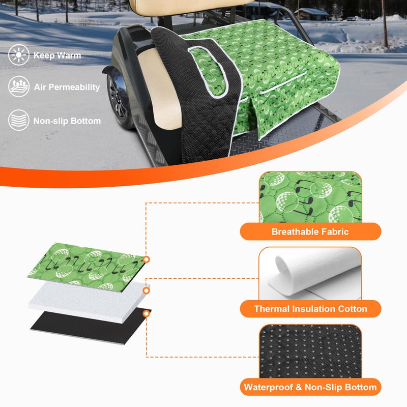 PGmoon Golf Cart Seat Covers, Universal Golf Cart Seat Towel Blanket with 4 Front Pockets & Nonskid Bottom Fits for EZGO, Yamaha, Club Car and More 2 Person Seats Golf Carts - Image 2