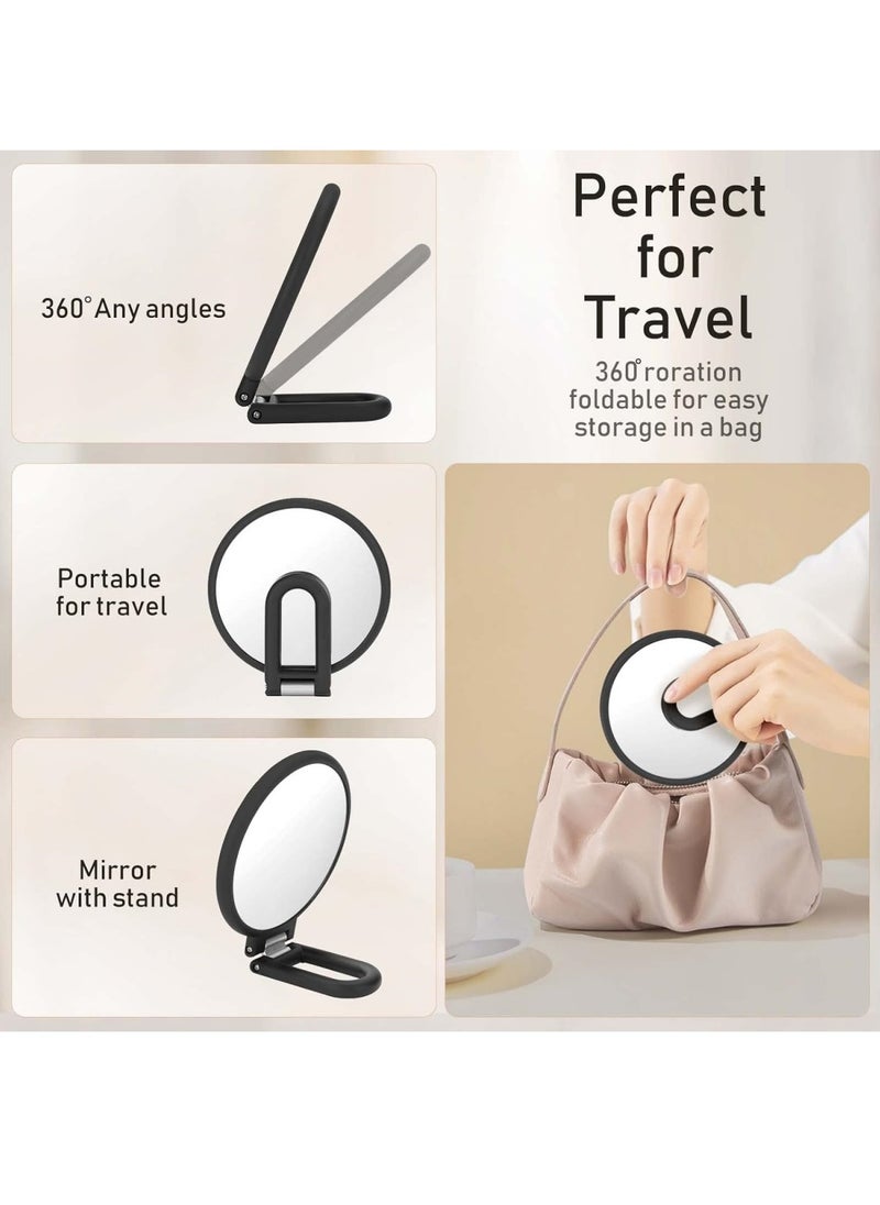 Ru syanl - Magnifying Handheld Mirror Double Sided 1X 15X Magnification Hand Mirror Travel Folding Adjustable Rotation Pedestal Makeup Desk Mirror - Image 1