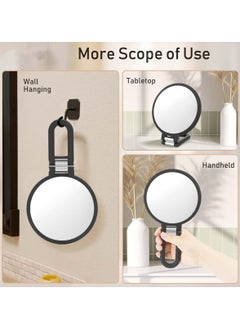 Ru syanl Magnifying Handheld Mirror Double Sided 1X 15X Magnification Hand Mirror Travel Folding Adjustable Rotation Pedestal Makeup Desk Mirror  - Image 5