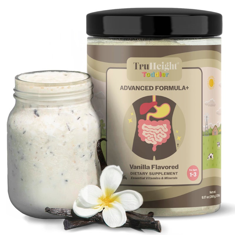 TruHeight Toddler Advanced Formula Vanilla 16 Vitamins Including C D Protein Iron for 1 2 3 Years Old Milk Based Nutritional Drink Toddler Complete Nutrition 1236 Months Non GMO