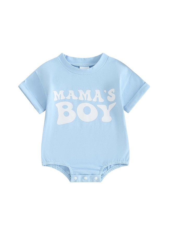 Infant Baby Boy Summer Jumpsuit Letter Print Round Neck Short Sleeve Romper Toddler T-Shirt Clothes