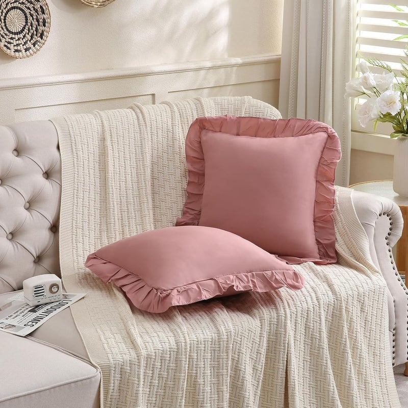 Merryword غطاء وسادة بلون بورجوندي، مقاس 20×54 بوصة، تصميم شيك وأنيق، بحواف متموجة، غطاء وسادة لطيف (لون بورجوندي) - Image 2
