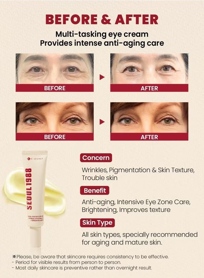 SEOUL 1988 K-SECRET SEOUL 1988 Eye Cream 30ml – Retinal Liposome 4% + Fermented Bean | Korean Anti-Aging Skincare for Dark Circles, Fine Lines & Puffiness - Image 3