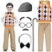 Liitrsh 8 Pcs Old Man Costume for Kids Grandpa Costume 100 Days of School Halloween Vest and Pants for Boys810 YearsYellow Green Plaid - Image 2