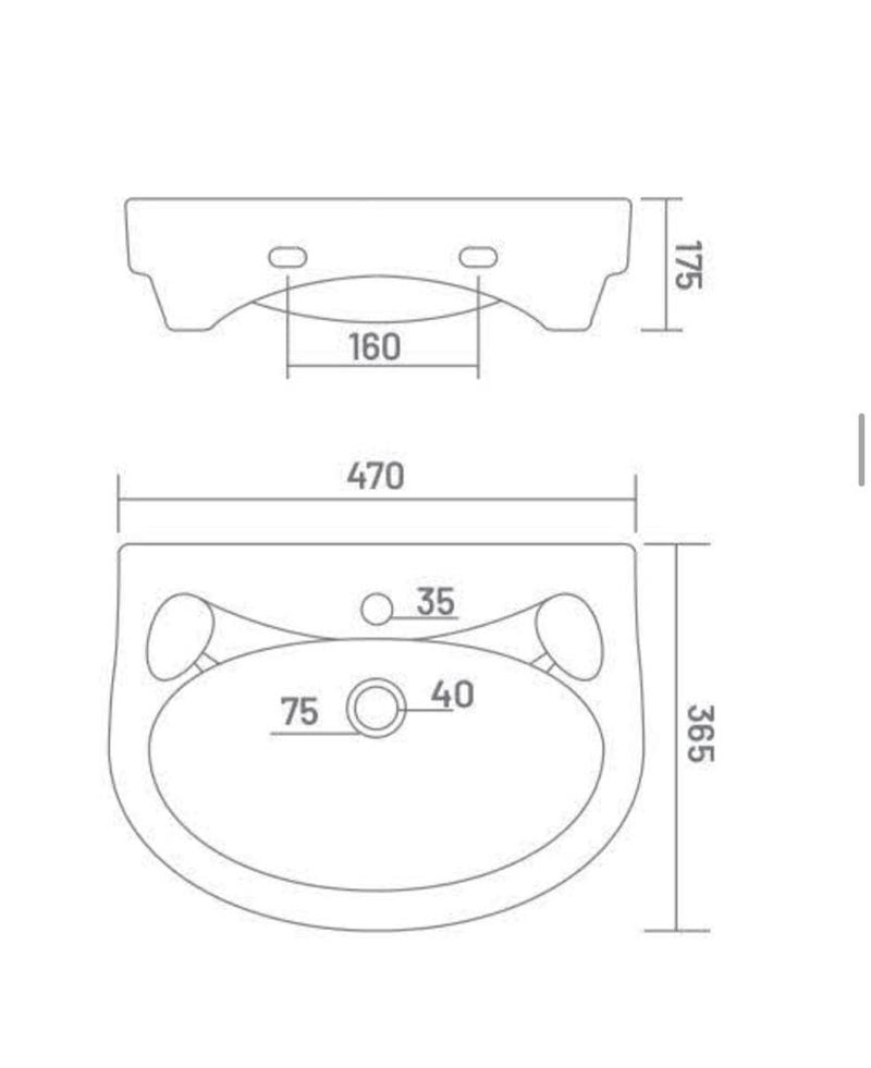 Nexa Bathware Ceramic Wall Hung Basin Luxurious Wash basin Table Top Bathroom Sink Wash Basin Super White Colour With Glossy Finishing 18 x 14 x 7 INCH - Image 3