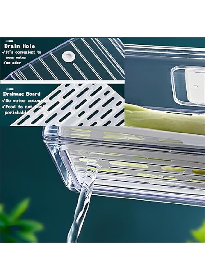 بيوينتي بيونتي منظم ثلاجة شفاف، منظم ثلاجة شفاف قابل للتكديس مع اغطية/ صينية تصريف ودرج، صندوق تخزين حاويات طعام المطبخ للطعام والمشروبات والخضروات والفواكه - Image 5