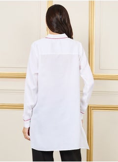 Styli Oversized Contrast Piped Detail Tunic Shirt  - Image 4