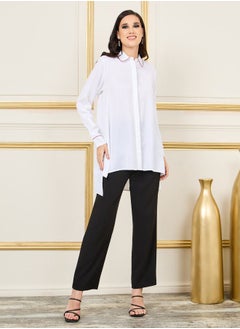 Styli Oversized Contrast Piped Detail Tunic Shirt  - Image 2