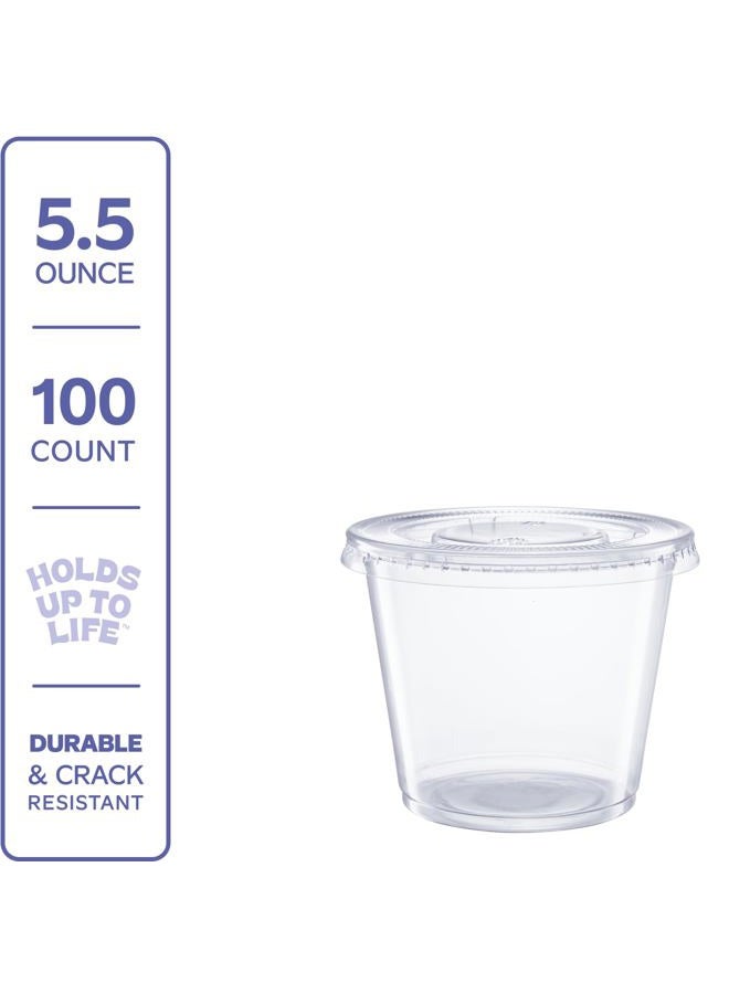 Gusto Comfy Package [100 Sets - 5.5 oz.] Plastic Disposable Portion Cups With Lids, Souffle Cups, Condiment Cups - Image 2