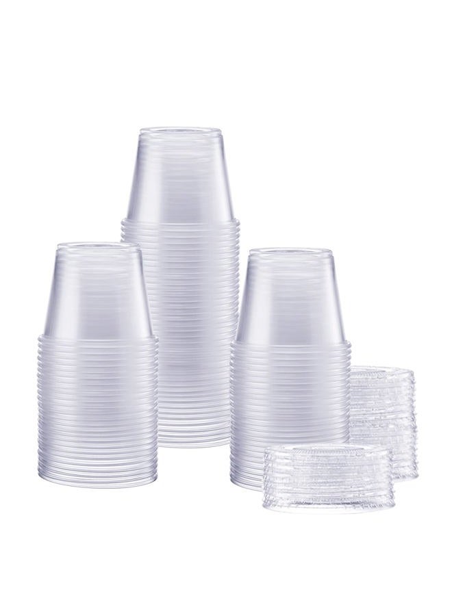 Gusto Comfy Package [100 Sets - 5.5 oz.] Plastic Disposable Portion Cups With Lids, Souffle Cups, Condiment Cups - Image 1