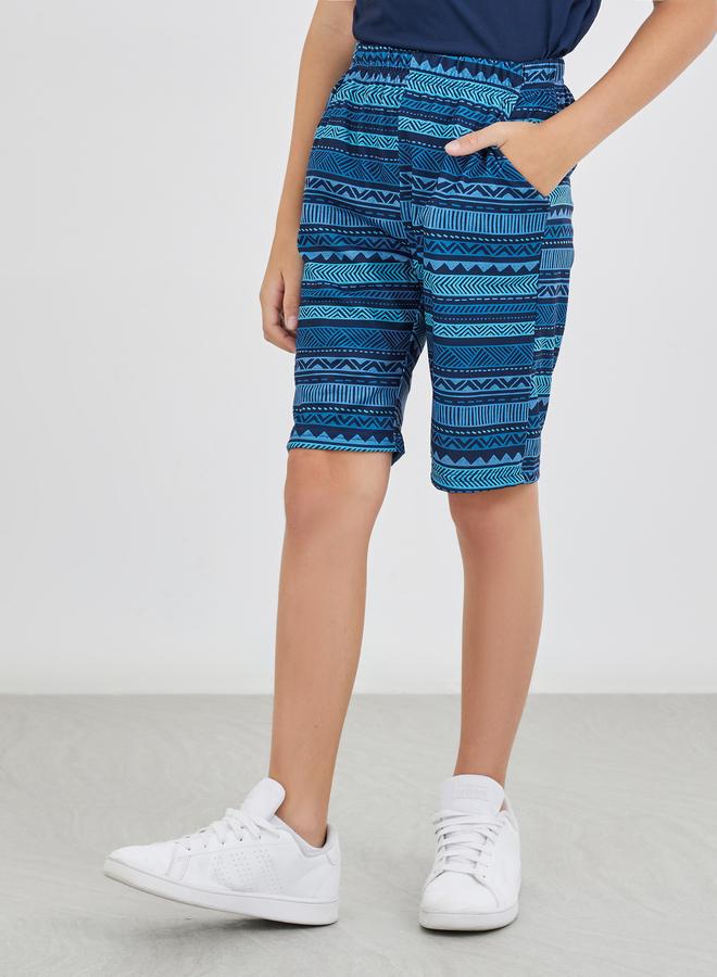 ستايلي طقم بيجامة بطبعة ستايلي بياقة مستديرة وجيوب و شورت - Image 5