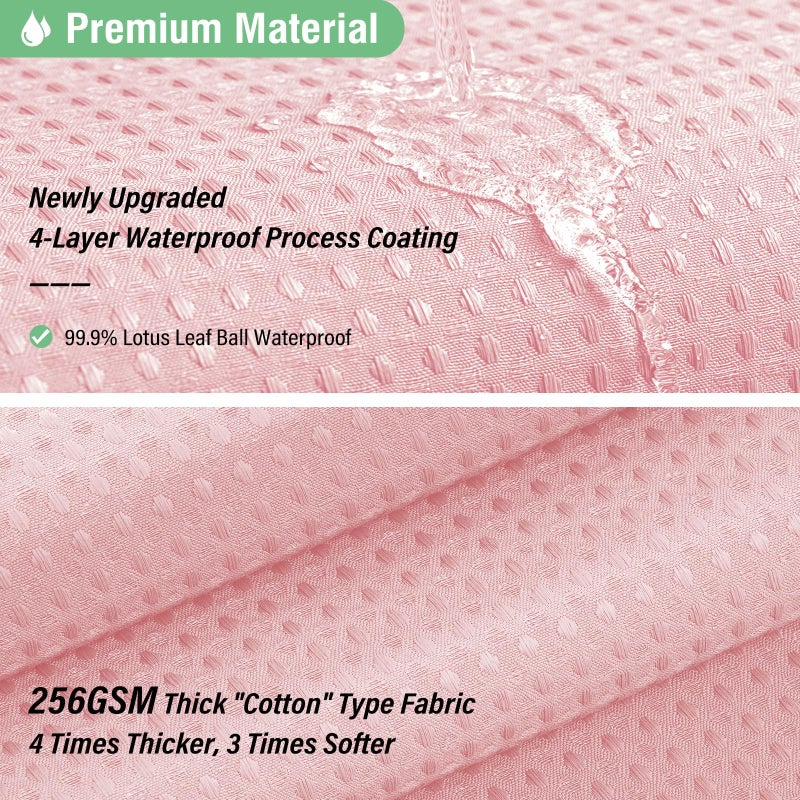 Dynamene Pink Fabric Shower Curtain - Waffle Weave Textured Heavy Duty Cloth Shower Curtains for Bathroom, 256GSM Hotel Luxury Weighted Bath Curtain Set with 12 Hooks,72x72, Pink - Image 3