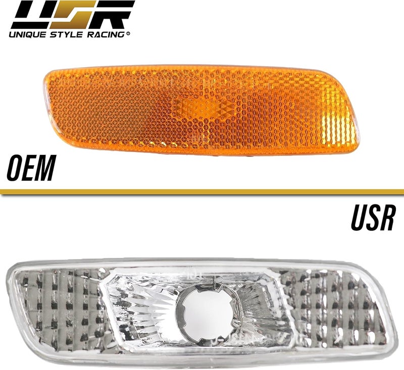 USR UNIQUE STYLE RACING DEPO Clear Lens Front Bumper Side Marker Light Set with Amber Bulbs for Lexus IS200/IS300 and GS300/GS400/GS430 - Image 5