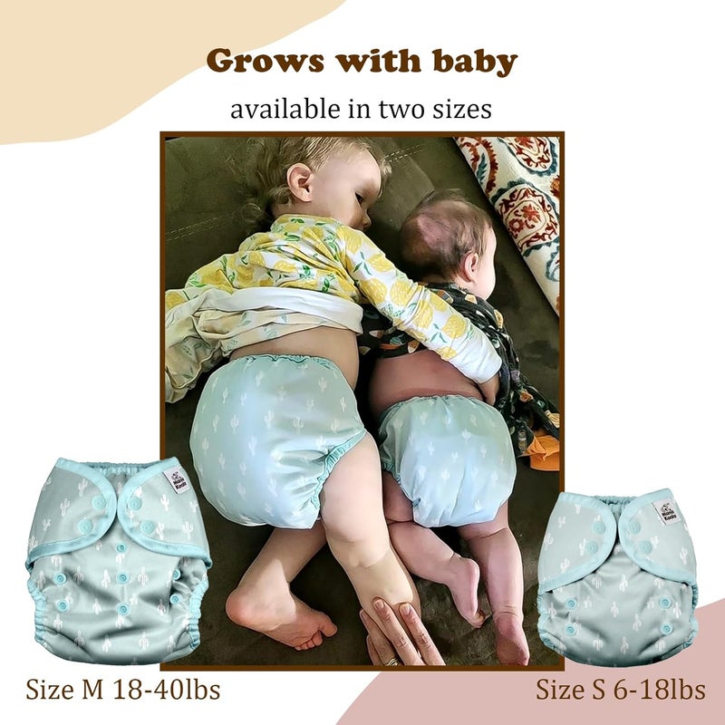 Mama Koala Reusable Adjustable Cloth Diaper Covers with Double Gusset for Girls and Boys Snap Closure Size S Simply Neautrals - Image 5
