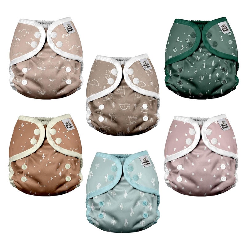 Mama Koala Reusable Adjustable Cloth Diaper Covers with Double Gusset for Girls and Boys Snap Closure Size S Simply Neautrals - Image 1