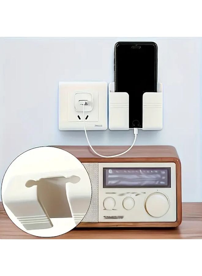 White Adhesive Wall Mounted Phone Holder No Drill Charging Station For All Seasons - Image 5