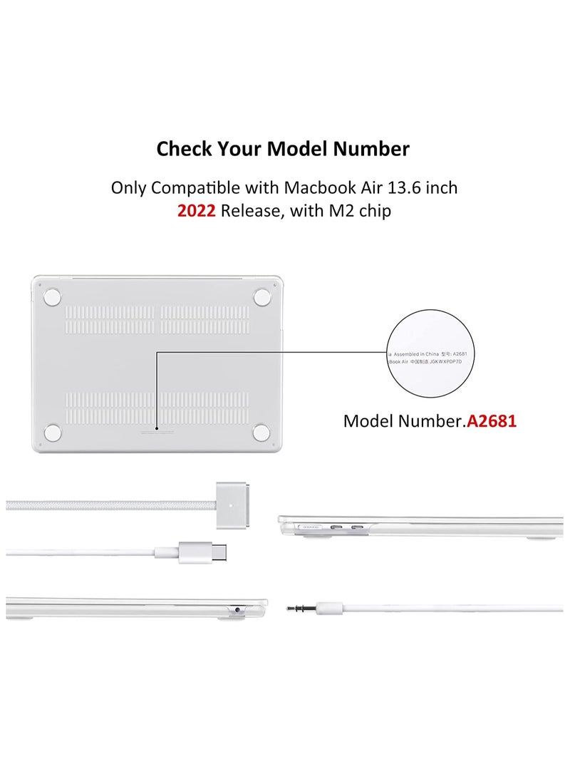 Generic 3 in 1 Bundle Rubberized Case Compatible with M2 MacBook Air 13.6 inch 2022 A2681 M2 Chip and 2024 A3113 M3 Chip and 2025 A3240 M4 Chip, Plastic Hard Shell Case with Keyboard Cover & Screen Protector, Frosted Transparent  - Image 2