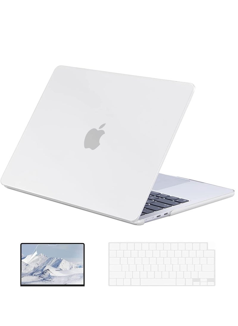Generic 3 in 1 Bundle Rubberized Case Compatible with M2 MacBook Air 13.6 inch 2022 A2681 M2 Chip and 2024 A3113 M3 Chip and 2025 A3240 M4 Chip, Plastic Hard Shell Case with Keyboard Cover & Screen Protector, Frosted Transparent  - Image 1