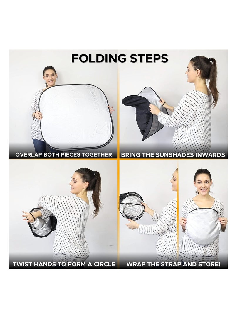 Excefore Car Windshield Sunshade Durable 240T Polyester Sun Shield for Front Window Reflect UV Rays and Heat Protect Your Car Foldable 2 Piece Medium (28 x 31 inches) - Image 5