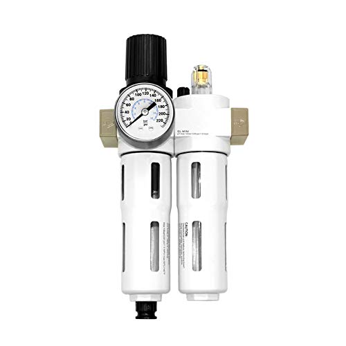 Beduan 1/2"NPT Compressed Air Filter Regulator Lubricator Combo（0-230 psi）, Air Tool Compressor Filter Water/Oil Trap Separator with Guage, Manual Drain - Image 1