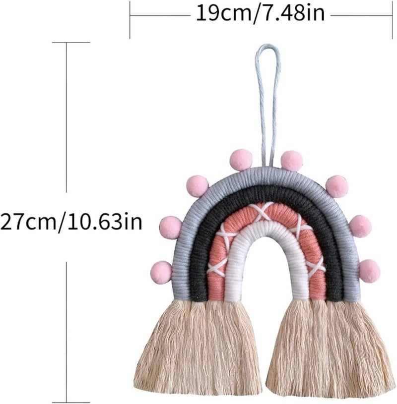 ويوبلز زينة جدارية بألوان قوس قزح مصنوعة يدوياً من المكرمية، هدية مثالية لتزيين المنزل. - Image 2