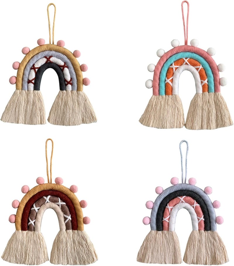 ويوبلز زينة جدارية بألوان قوس قزح مصنوعة يدوياً من المكرمية، هدية مثالية لتزيين المنزل. - Image 5