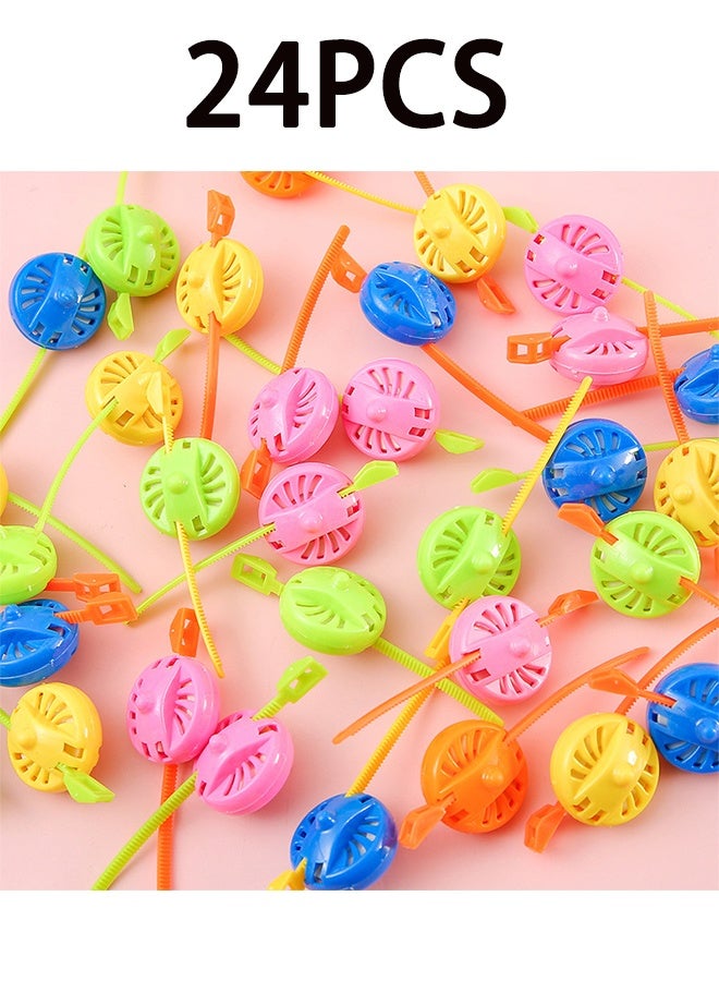المراجيح الملونة الدوارة للأطفال - عبوة تضم 24 دوّارة | ألعاب وهدايا وحفلات للأطفال | لعبة دوّارة بحبل السحب | حشوات أكياس الهدايا لأعياد الميلاد، جوائز للفصول الدراسية - Image 1