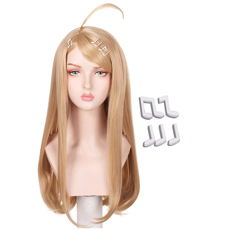 Wig with 5 Music Note Hairpins for Halloween and Cosplay Con Strawberry Blonde