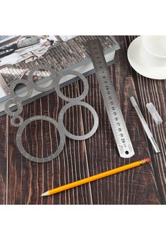 Excefore Circle Ruler, Leather Cutting Tool Set, Round Leather Corner Cutting Ruler, Stainless Steel Ruler, Circle Drawing Tool, for Leather Projects, Complete with Laser Burned Scale Marks  - Image 5
