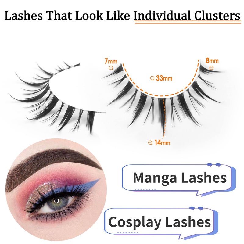 Geeneiya Manga Lashes Natural Look Anime False Eyelashes Individual Wispy Korean Makeup Eye Lashes Clusters 10 Pairs Asian Chinese Japanese Fake Eyelashes Pack by Geeneiya - Image 3