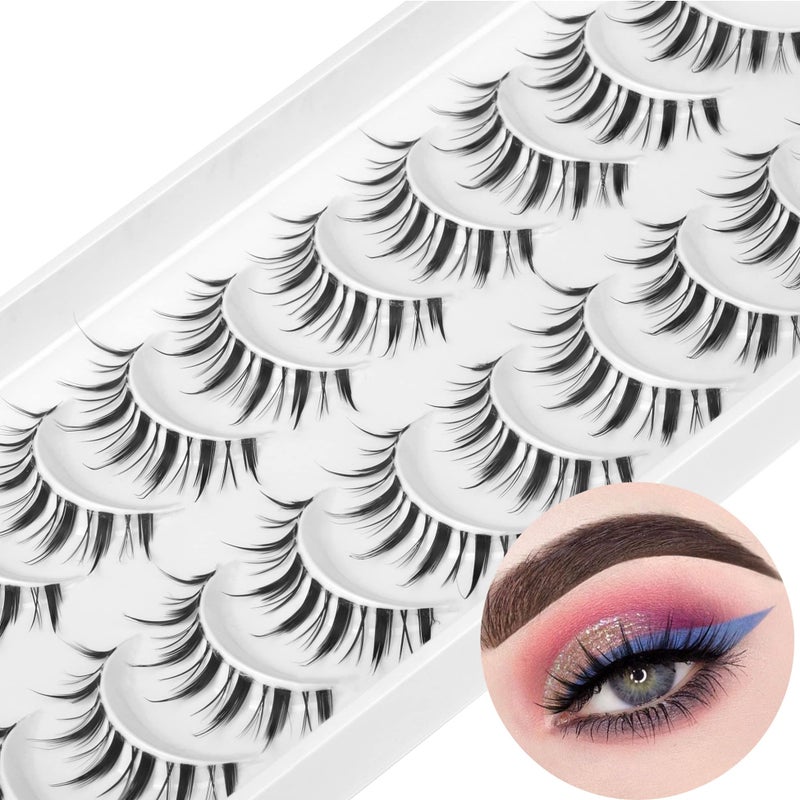 Geeneiya Manga Lashes Natural Look Anime False Eyelashes Individual Wispy Korean Makeup Eye Lashes Clusters 10 Pairs Asian Chinese Japanese Fake Eyelashes Pack by Geeneiya - Image 4