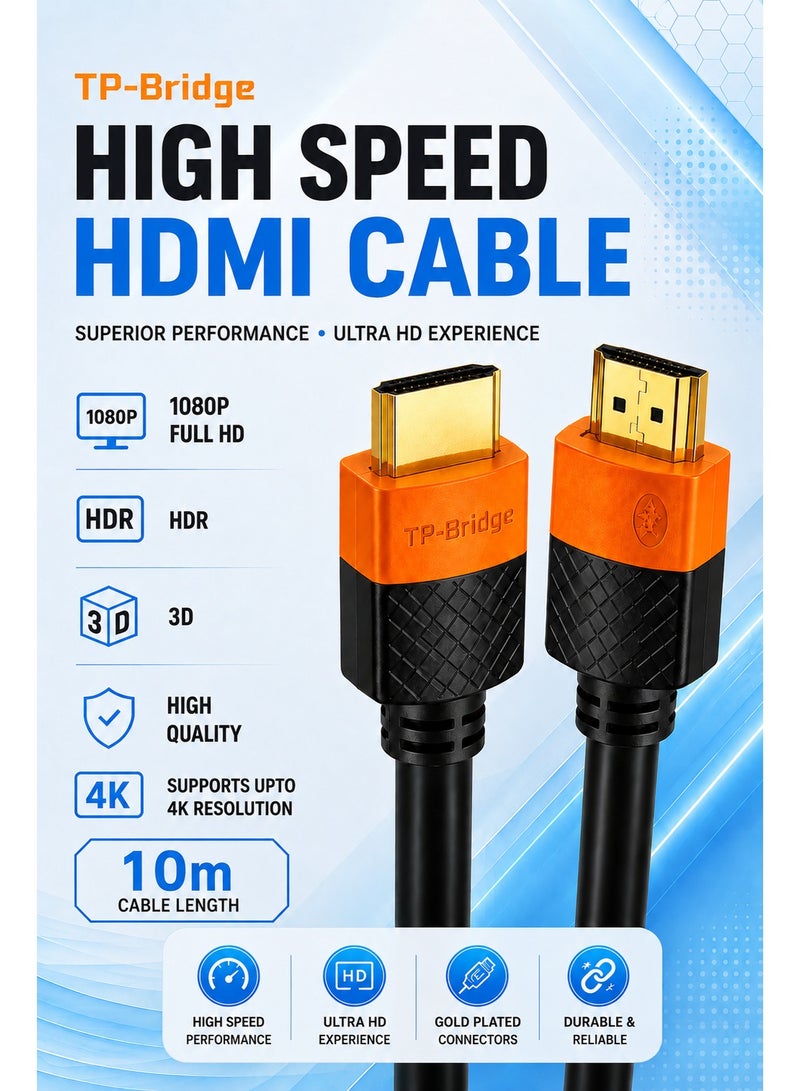 تي بي بردج كابل HDMI عالي السرعة TP-Bridge بطول 10 أمتار | مصمم للأجهزة المتوافقة مع دقة HD وUHD | موصلات مطلية بالذهب - Image 1