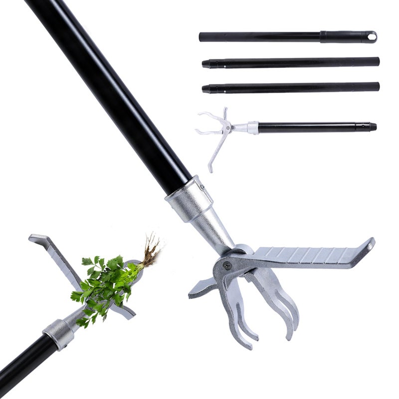 Yocada Weed Puller Tool Stand Up Weed Remover Tool with 4 Claw Steel Head Weeder Tool Long Handle Garden Hand Weeding Tool Easily Remove Weeds Roots Without Bending Pulling Kneeling 62.59" - Image 1