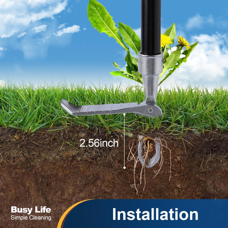 Yocada Weed Puller Tool Stand Up Weed Remover Tool with 4 Claw Steel Head Weeder Tool Long Handle Garden Hand Weeding Tool Easily Remove Weeds Roots Without Bending Pulling Kneeling 62.59" - Image 5