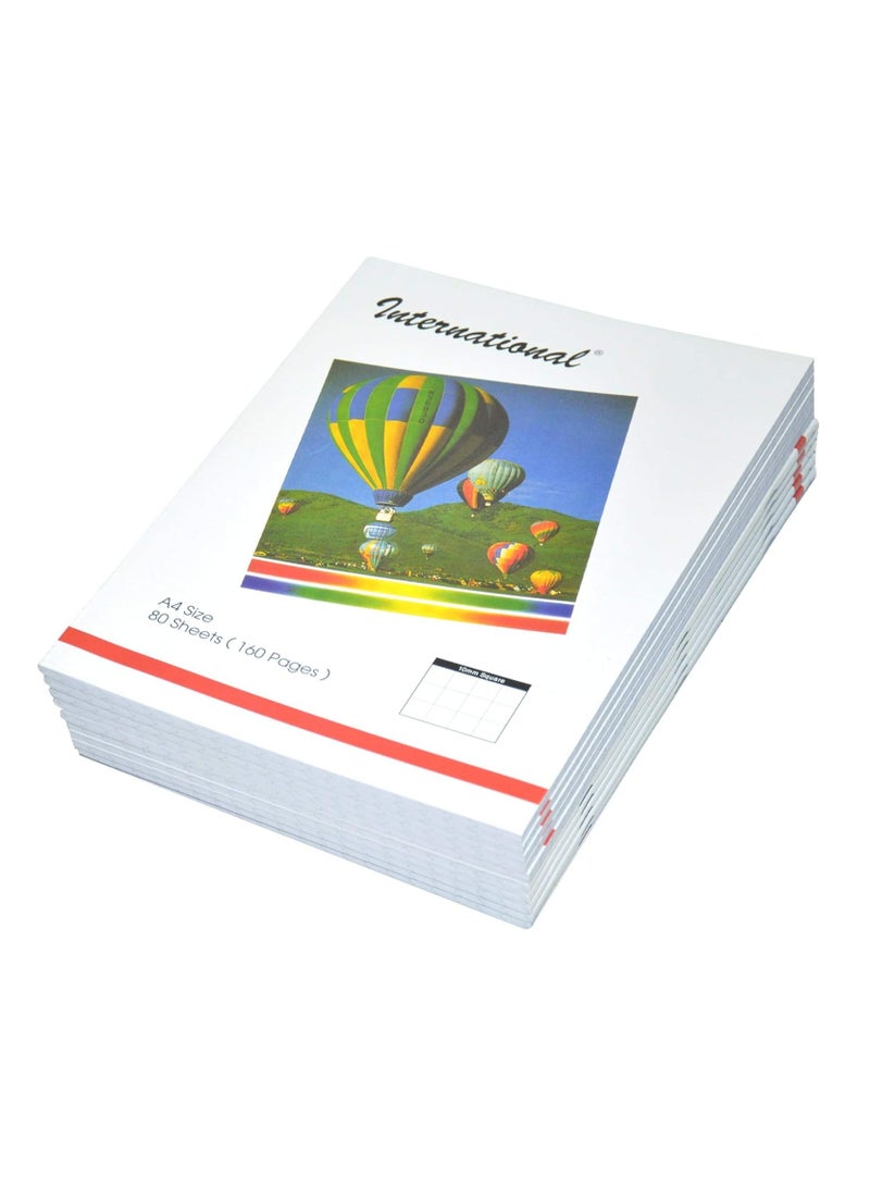 FIS International Exercise Books 10 Mm Square, 160 Pages, Pack Of 10 Pieces, A4 Size - FSEB10A4INT80 - Image 1