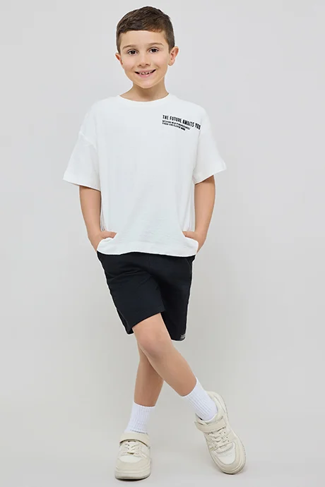 R&B Printed T-Shirt with Crew Neck and Short Sleeves