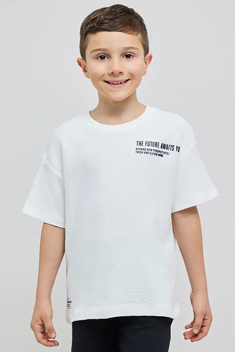 R&B Printed T-Shirt with Crew Neck and Short Sleeves