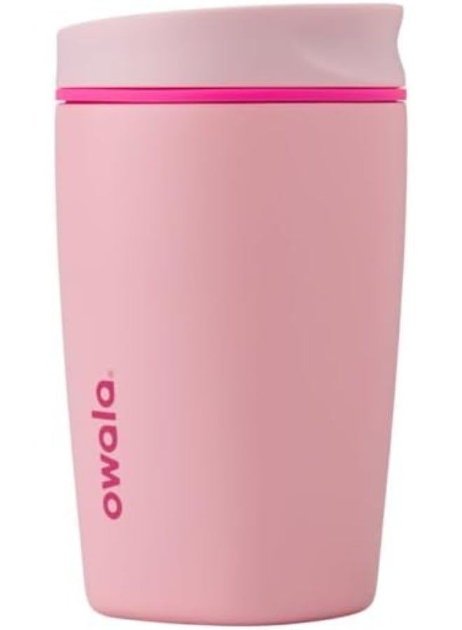 Owala كوب قهوة عازل للحرارة من ستانلس ستيل SmoothSip Slider، كوب قهوة مثلجة قابل لإعادة الاستخدام، كوب سفر للقهوة الساخنة، خالي من BPA سعة 12 أونصة، وردي (استعد)  - Image 1