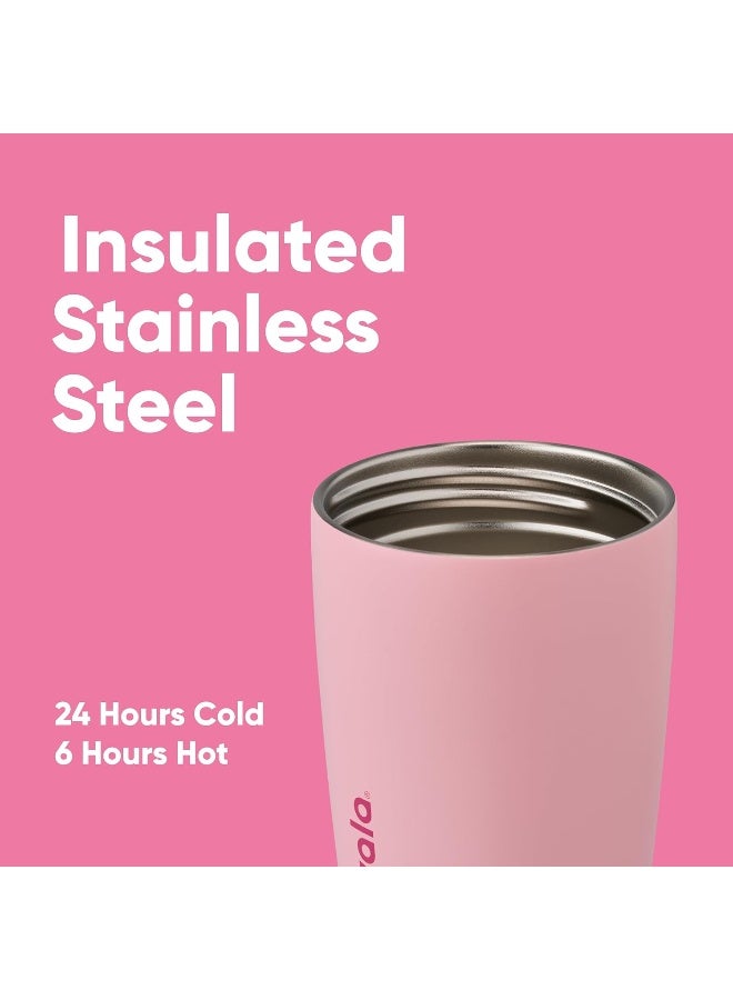 Owala كوب قهوة عازل للحرارة من ستانلس ستيل SmoothSip Slider، كوب قهوة مثلجة قابل لإعادة الاستخدام، كوب سفر للقهوة الساخنة، خالي من BPA سعة 12 أونصة، وردي (استعد)  - Image 4