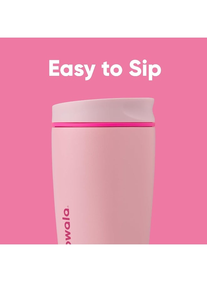 Owala كوب قهوة عازل للحرارة من ستانلس ستيل SmoothSip Slider، كوب قهوة مثلجة قابل لإعادة الاستخدام، كوب سفر للقهوة الساخنة، خالي من BPA سعة 12 أونصة، وردي (استعد)  - Image 2