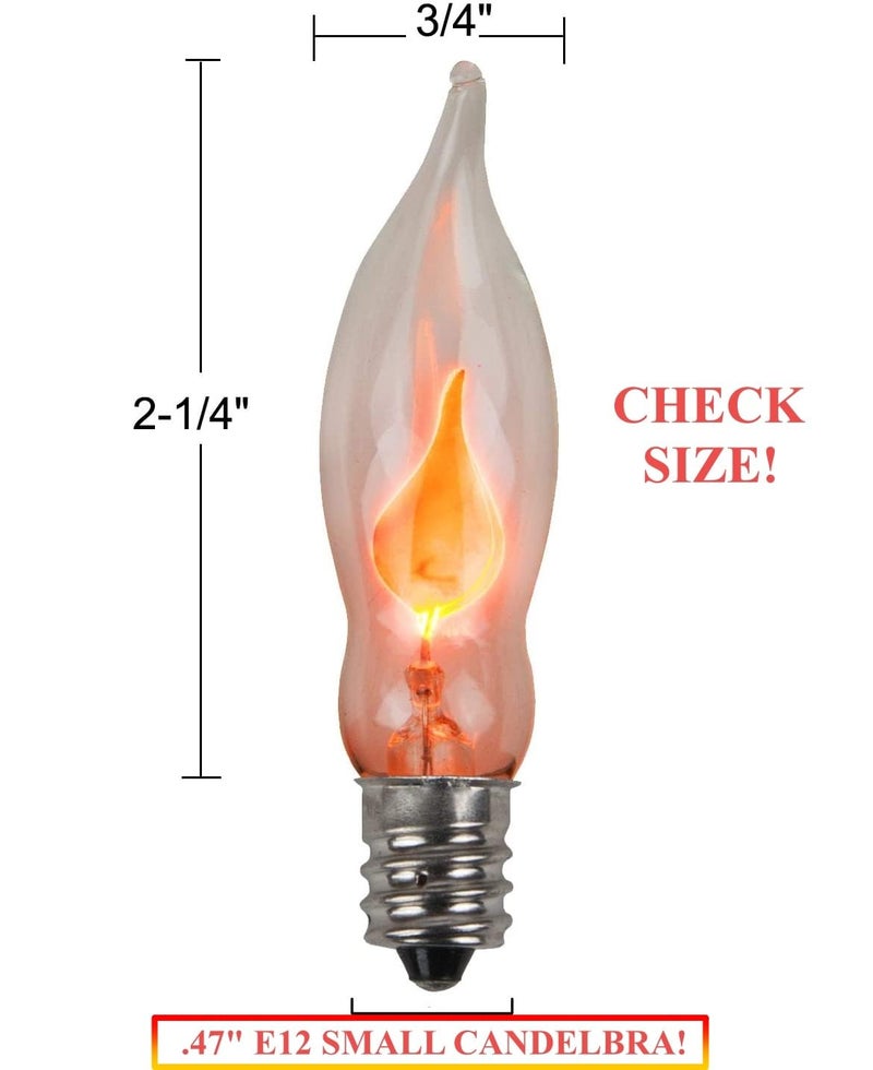 Creative HobbiesÂ® A101 Flicker Flame Light Bulb - 3 Watt, 130 Volt, E12 Candelabra Base, Nickel Plated Base - Dances with a Flickering Orange Glow | 5 Pack - Image 2