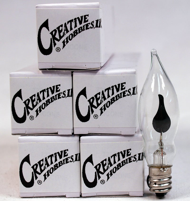 Creative HobbiesÂ® A101 Flicker Flame Light Bulb - 3 Watt, 130 Volt, E12 Candelabra Base, Nickel Plated Base - Dances with a Flickering Orange Glow | 5 Pack - Image 3