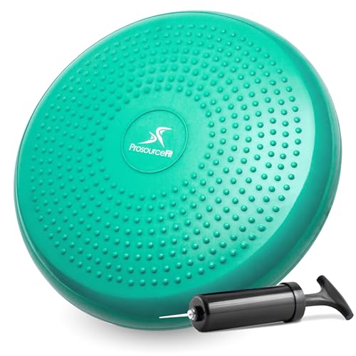 ProsourceFit Core Balance Disc Trainer, 14” Diameter with Pump for Improving Posture, Fitness, Stability, Green - Image 1