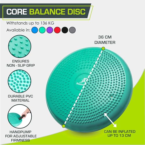 ProsourceFit Core Balance Disc Trainer, 14” Diameter with Pump for Improving Posture, Fitness, Stability, Green - Image 3