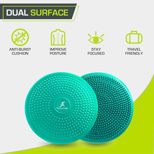ProsourceFit Core Balance Disc Trainer, 14” Diameter with Pump for Improving Posture, Fitness, Stability, Green - Image 4