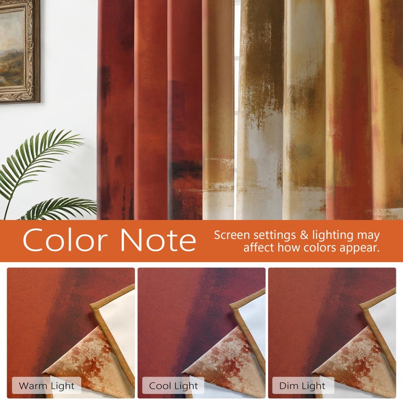 Asuexpect Burnt Orange Curtains 2 Panels Abstract Rust Curtain Room Darkening Grommet Window Drapes Modern Decorative Window Treatments for Bedroom Living Room, 52x84 Inches - Image 4